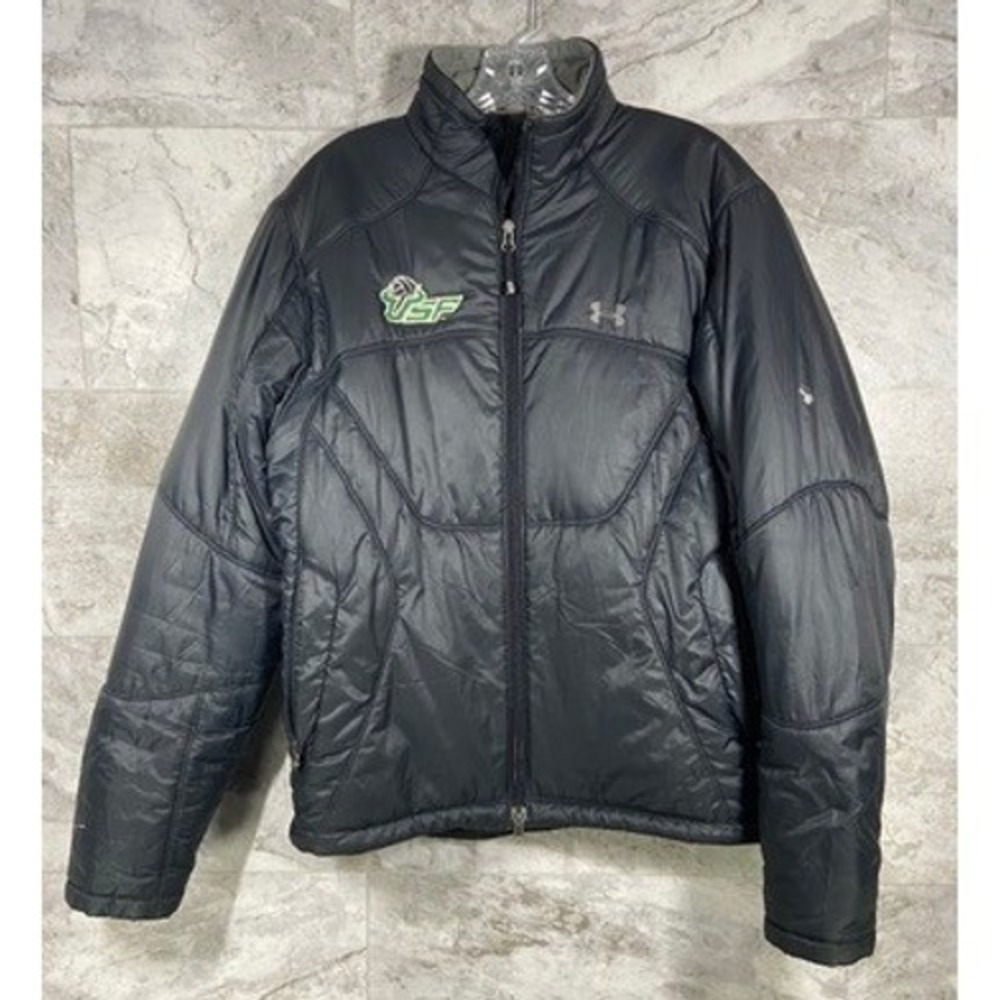 Under Armour USF Bulls Volleyball Puffer Jacket Mens L Black Insulated Full Zip